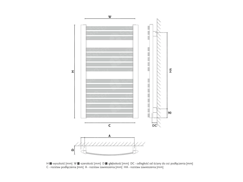 Towel dryer/bathroom radiator design GORGIEL ZENITH W AZ-W 120/70