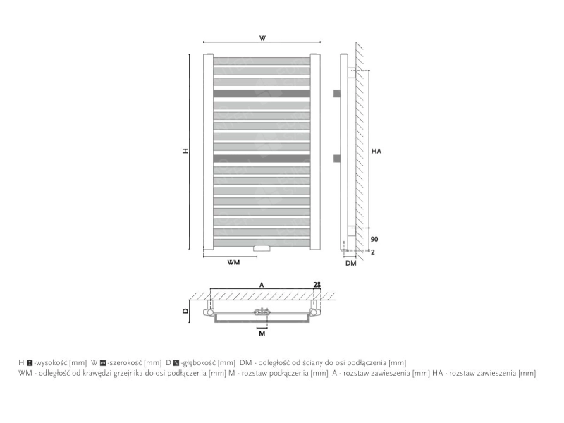 Towel dryer/bathroom radiator design GORGIEL NADIR DR/P AD-DR/P 120/55