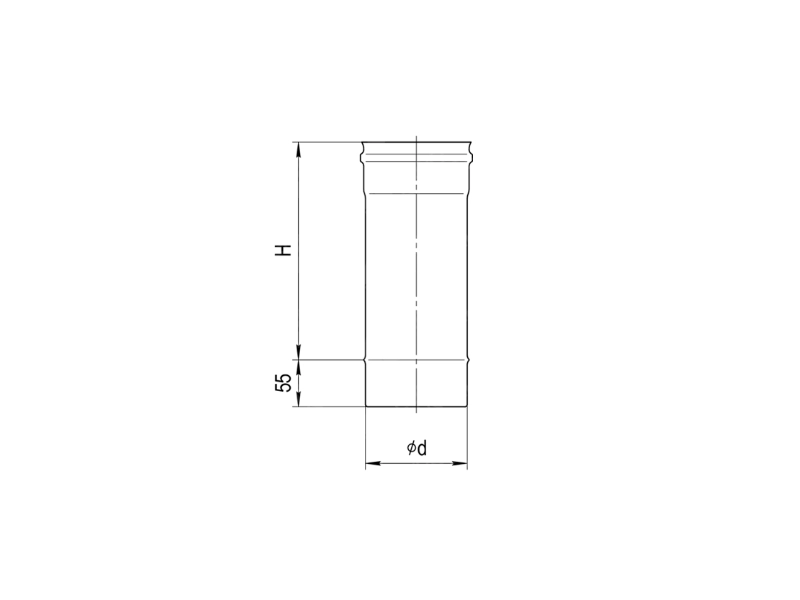 Teava cos de fum FERRUM d.115 mm, L-500 mm (inox 430/0,8 mm)