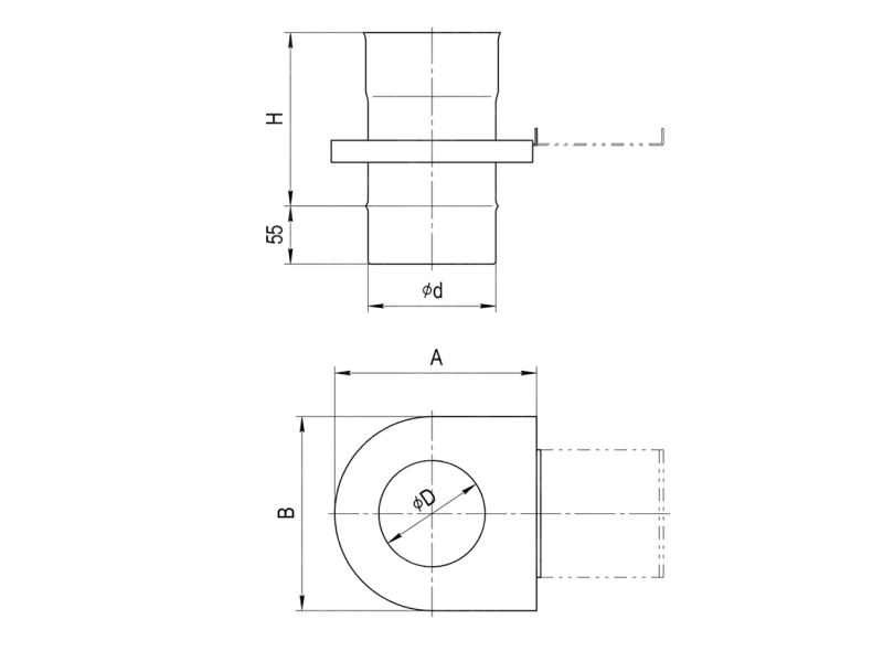 Siber-cu poarta FERRUM d.115 mm (inox 430/0,8 mm)