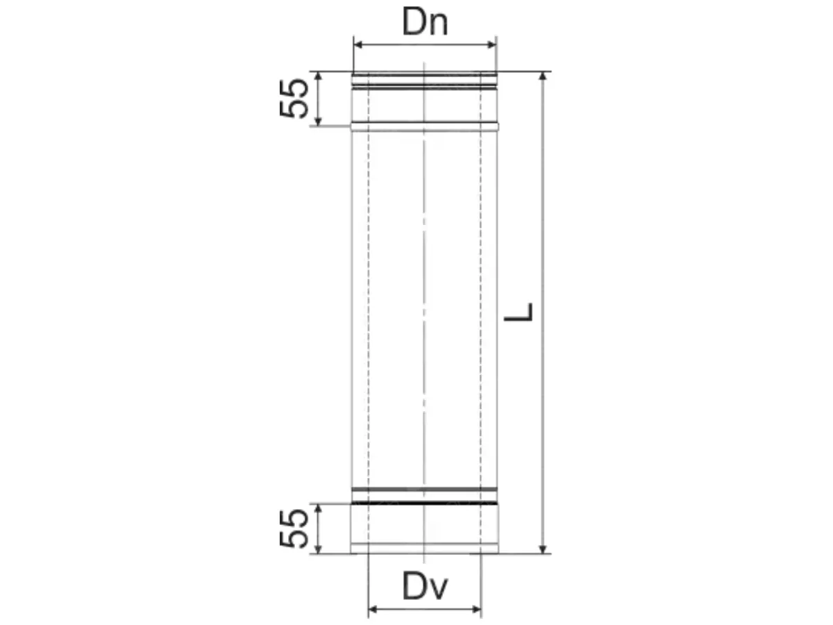 Teava L-250 mm (inox 430/304) izolata pentru cos de fum CORAX Ø 250-330 mm (inox 430/304) 