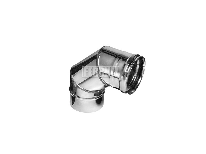 Cot 90° ne izolat pentru cos de fum FERRUM d.150 mm (inox 430/0,5 mm)