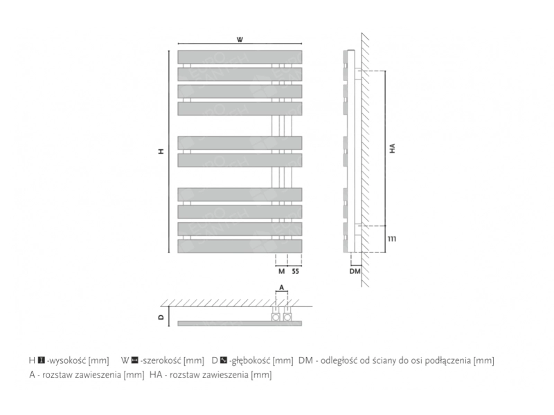 Towel dryer/bathroom radiator design GORGIEL CREST ACR 150/50