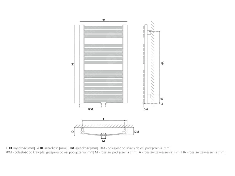 Towel dryer/bathroom radiator design GORGIEL NADIR W AD-W 120/55