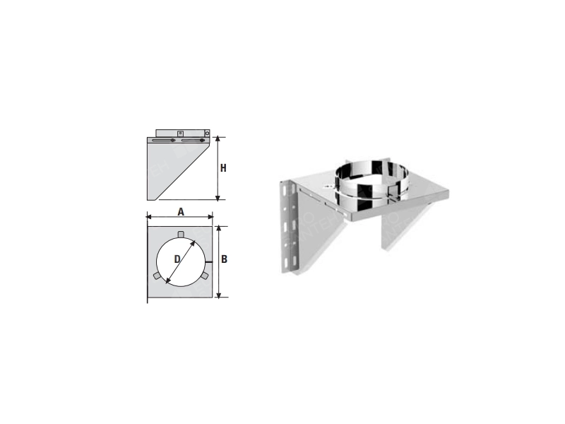 Подставка дымоходная + кронштейны SOLINOX d.230 (inox 304/304)