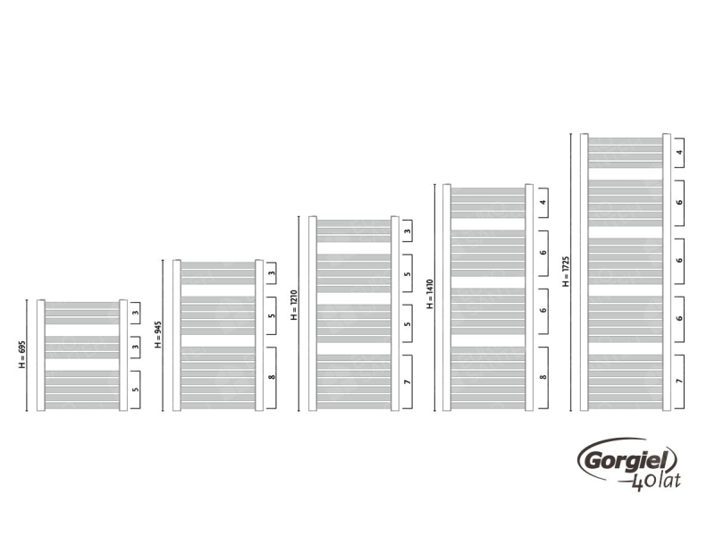 Towel dryer/bathroom radiator design GORGIEL NADIR DR AD-DR 140/65