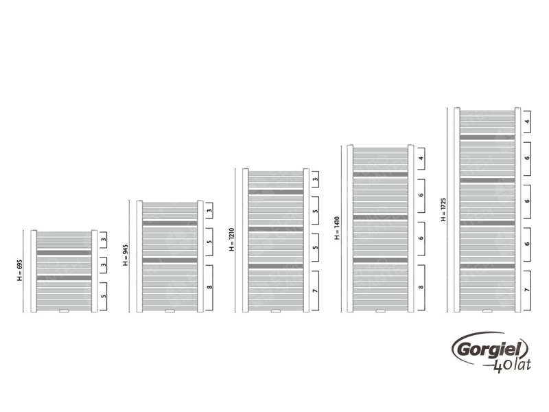 Дизайнерский полотенцесушитель GORGIEL NADIR DR/P AD-DR/P 140/55