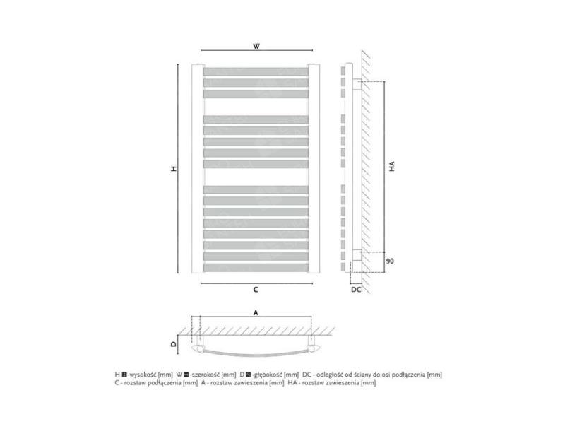 Towel dryer/bathroom radiator design GORGIEL ZENITH W AZ-W 120/60