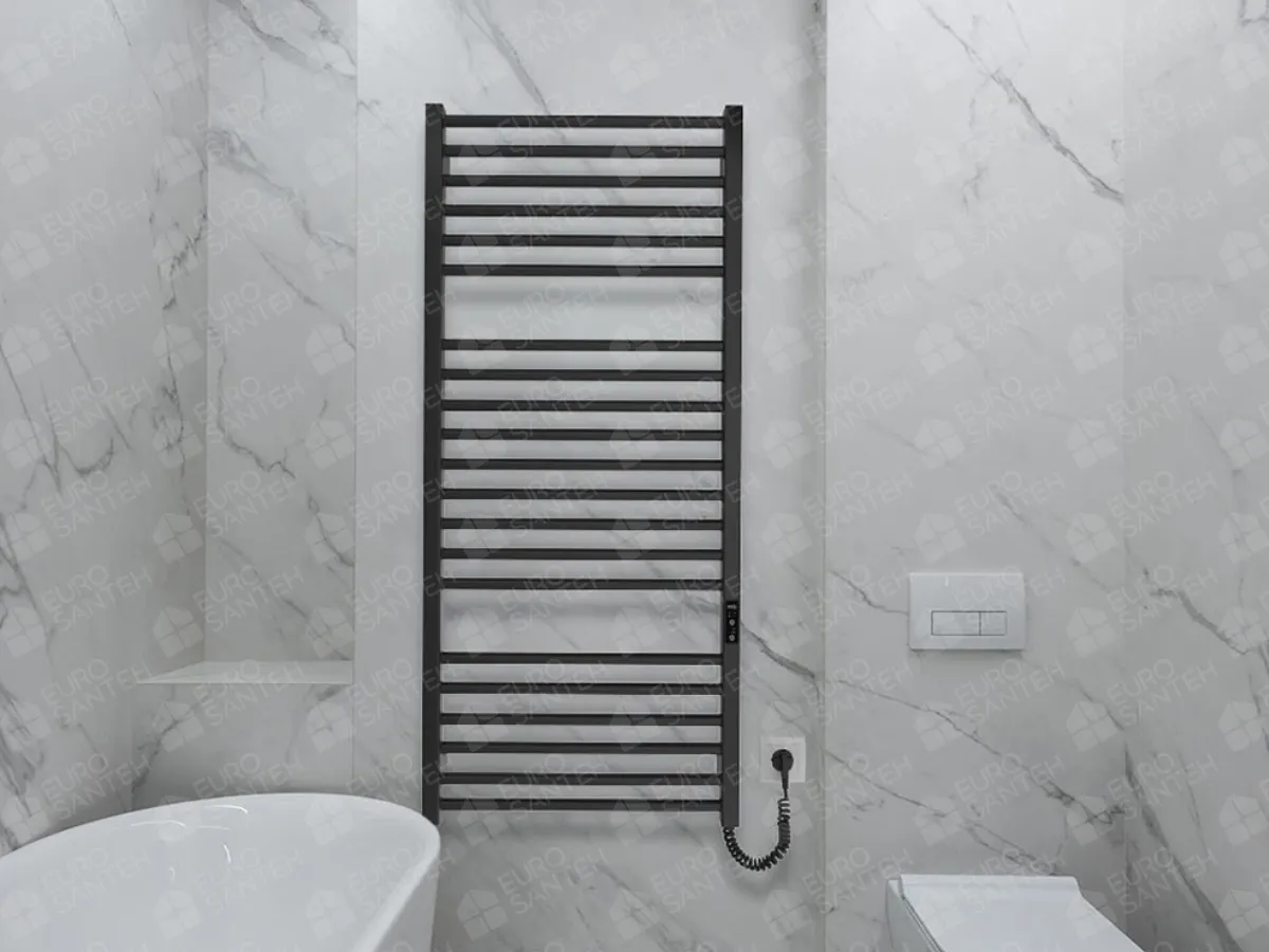 Electric heated towel rail LOJIMAX Platinum Black 500mm. 1000mm.