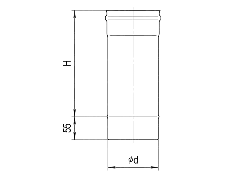 Teava cos de fum FERRUM d.150 mm, L-1000 mm (inox 430/0,8 mm)