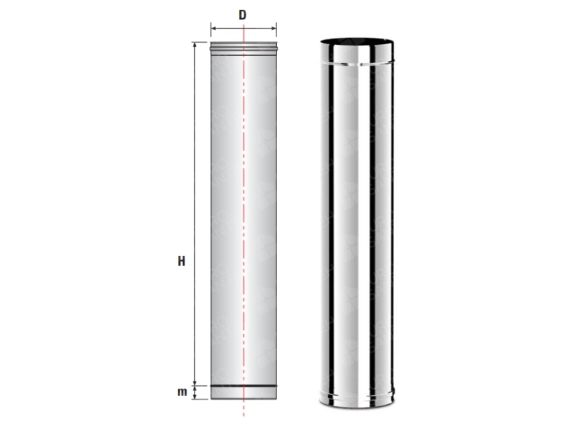 Teava L-1000 mm pentru cos de fum SOLINOX d.130 (inox 304)