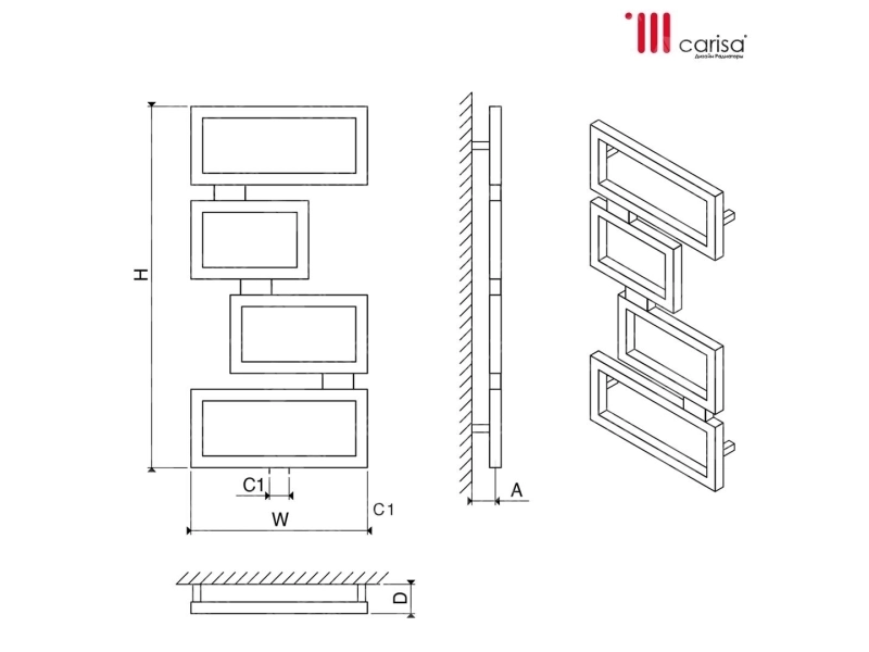 Дизайнерский полотенцесушитель из нержавейки Carisa CLASH