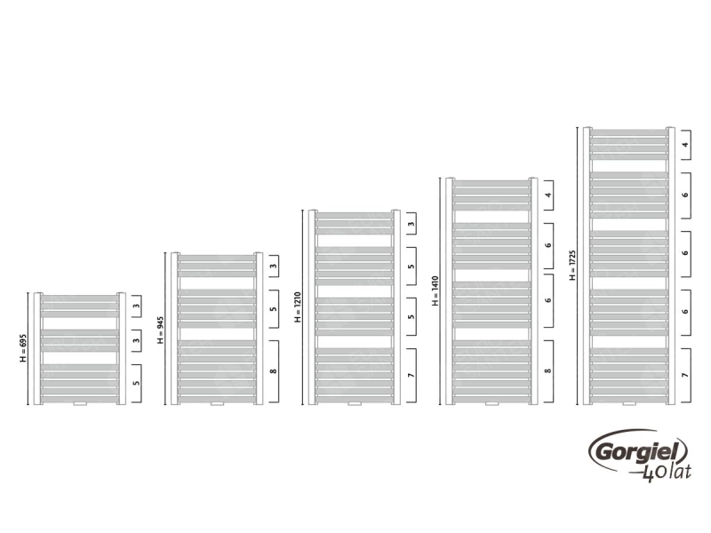 Towel dryer/bathroom radiator design GORGIEL NADIR W AD-W 140/55