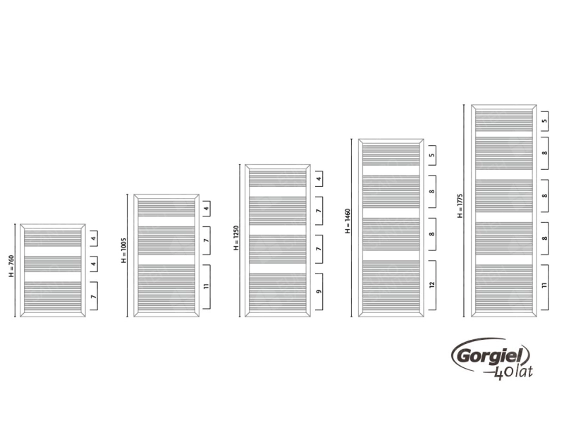 Towel dryer/bathroom radiator design GORGIEL RECTA/R ARE/R 75/55