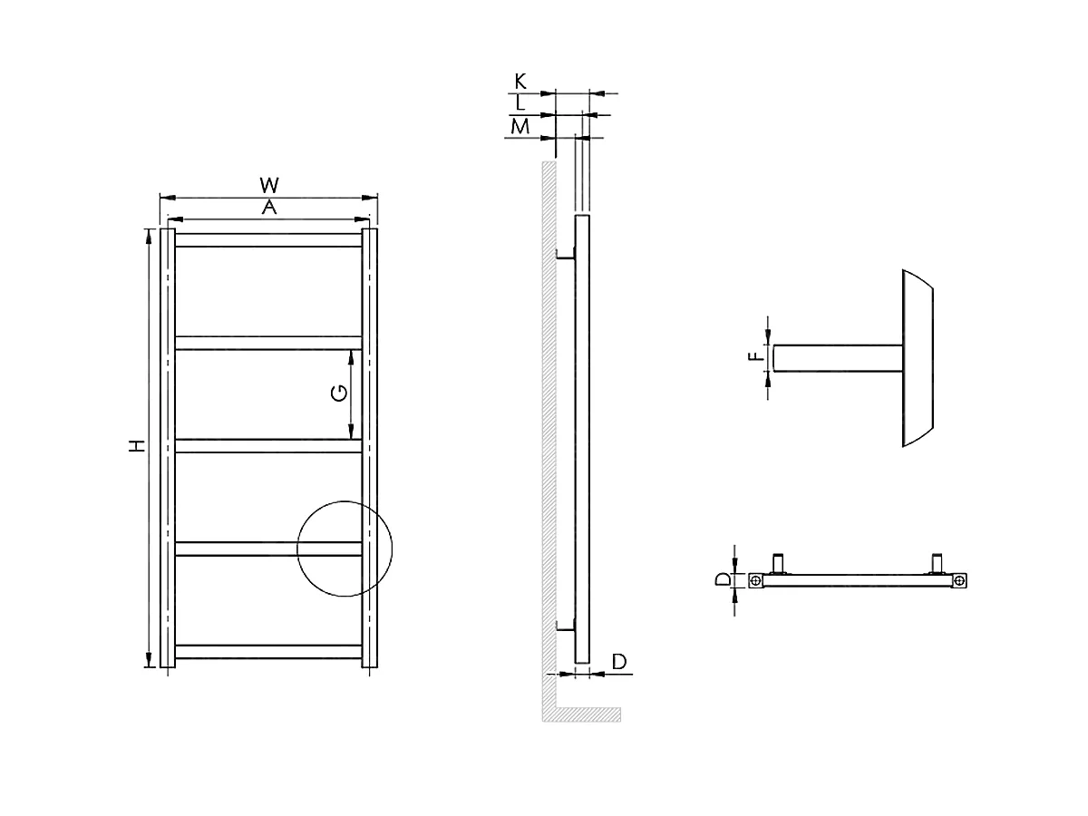 Dimensiunile uscătorului de prosoape decorativ LOJIMAX FABIO
