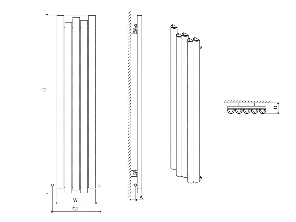 Дизайнерский радиатор CARISA коллекция MOTION 1800x470 мм, KIWI