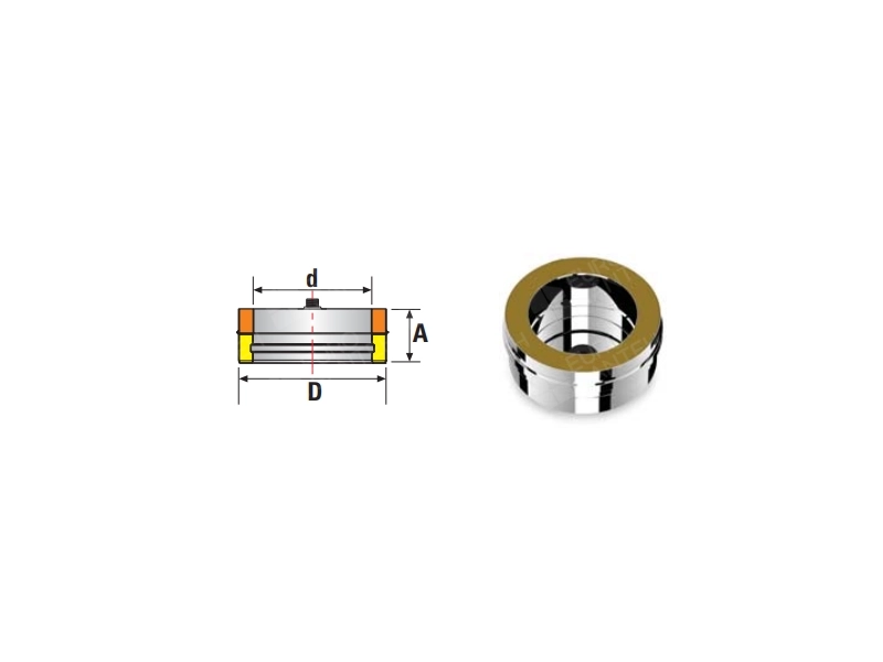 Заглушка дымоходная с конденсатоотводчиком SOLINOX d.200-300 (inox 304/304)