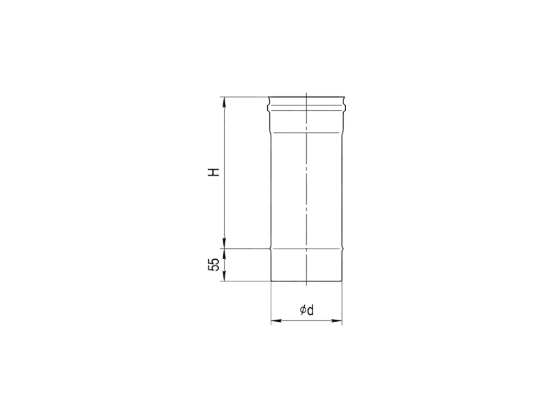 Teava cos de fum FERRUM d.130 mm, L-250 mm (inox 430/0,5 mm)