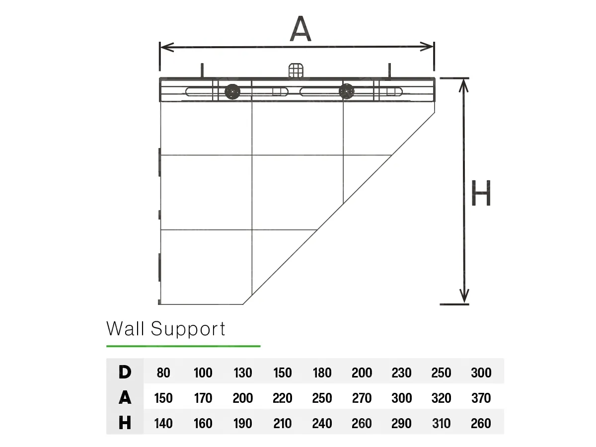Подставка дымоходная + кронштейны SOLINOX Ø130 (inox 304), размеры