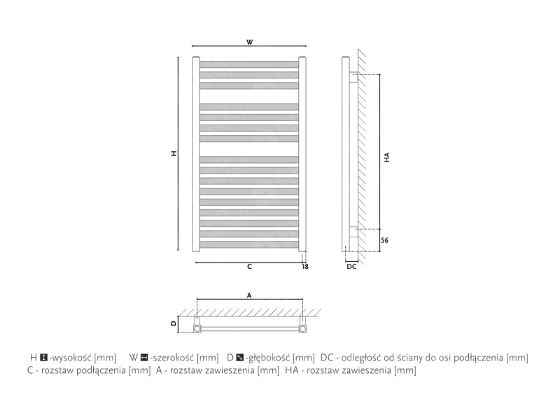 Towel dryer/bathroom radiator design GORGIEL ANGU AAN 135/55