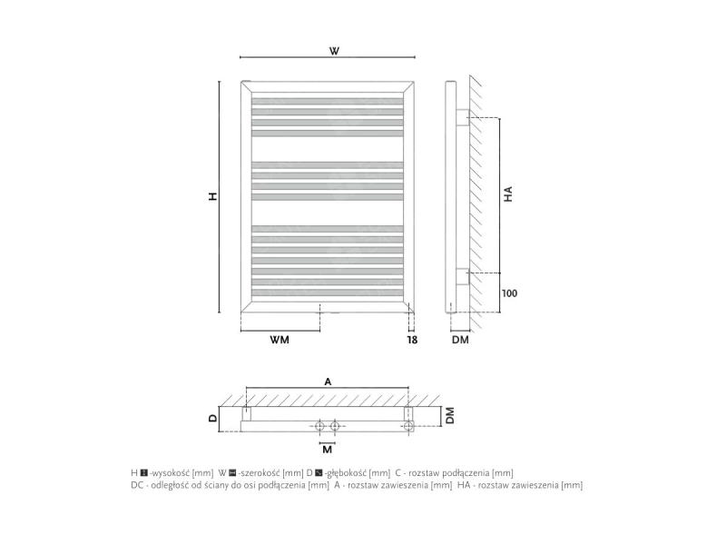 Towel dryer/bathroom radiator design GORGIEL RECTA/R ARE/R 75/55