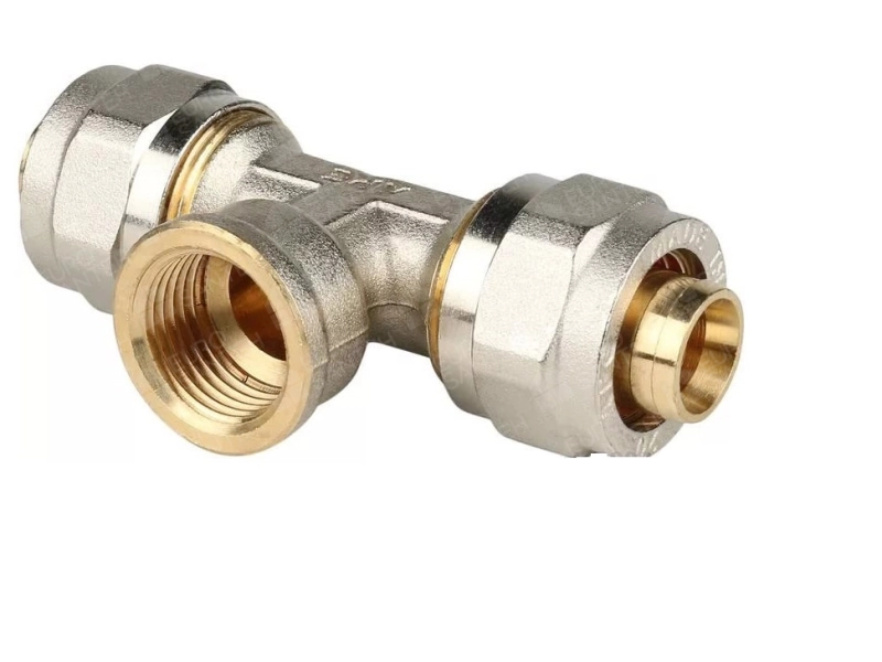 Тройник для металлопласта с переходом на внутреннюю резьбу d32 мм х 1 1/4