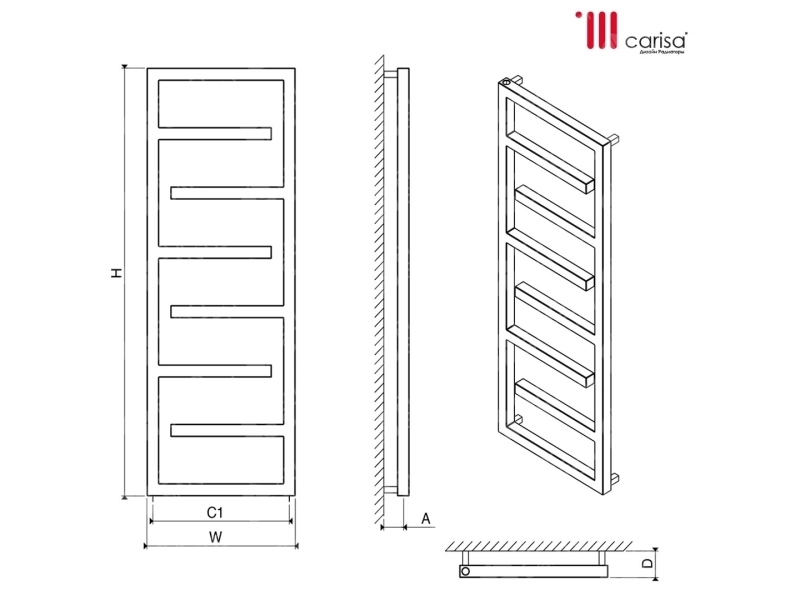Дизайнерский полотенцесушитель из нержавейки Carisa ECLIPSE