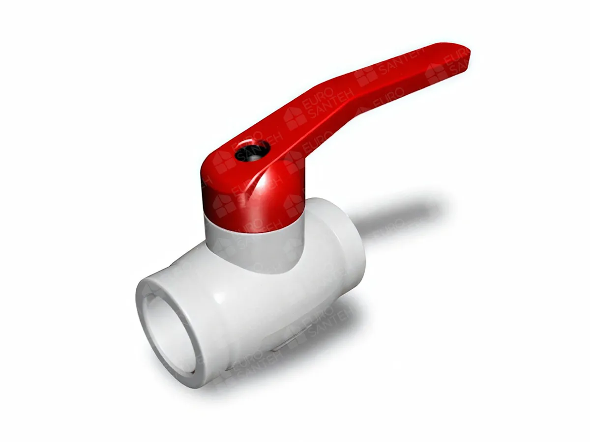 Ball valve made of polypropylene (PPR) d.40, side view