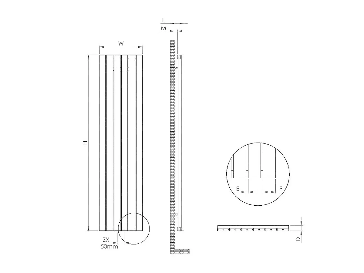 Dimensiunile radiatorului decorativ LOJIMAX LOVA LINE