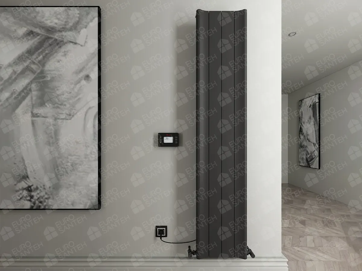 Radiator electric de design CARISA, colecția BOREAS B, 1800x369 mm, NEGRU