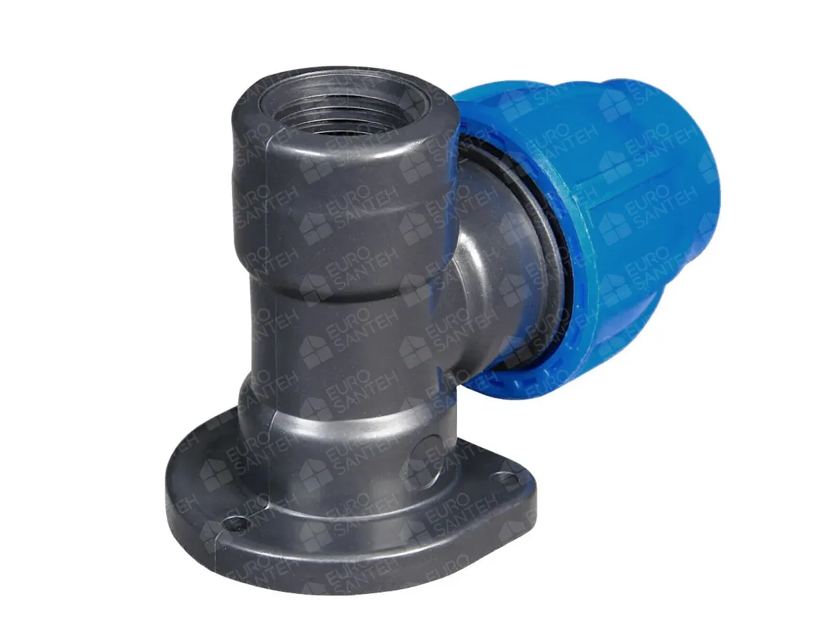 Wall-mounted compression elbow, polyethylene, PN 6 bar, d. 25 x 3/4" (female), side view