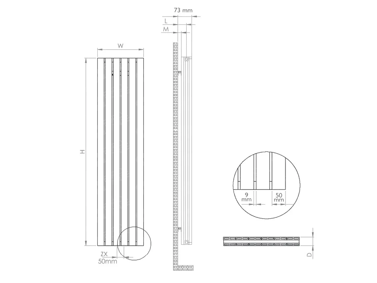 Dimensiunile radiatorului decorativ LOJIMAX BELLA DOUBLE