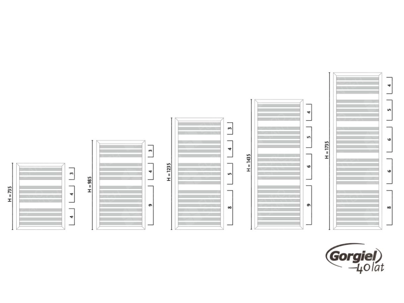 Towel dryer/bathroom radiator design GORGIEL ANGU/R AAN/R 145/55