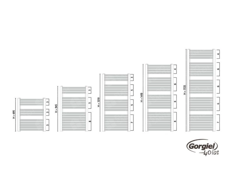 Towel dryer/bathroom radiator design GORGIEL ZENITH W AZ-W 140/60