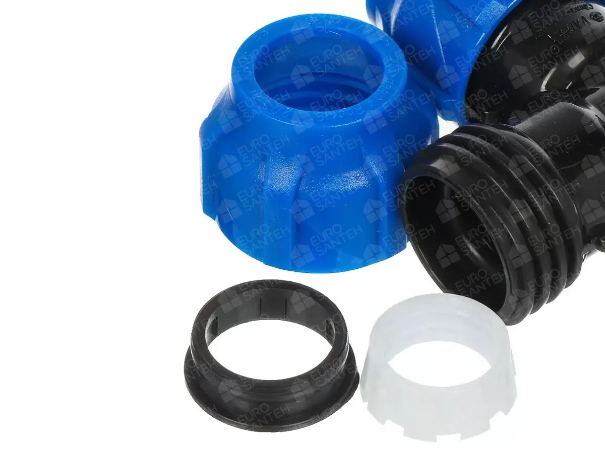 Compression tee PN 6 bar, d. 20 x 20 x 20, component parts