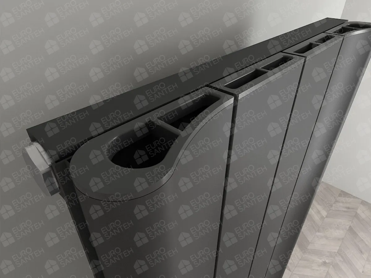 Radiator electric de design CARISA, colecția BOREAS B, 1800x369 mm, NEGRU