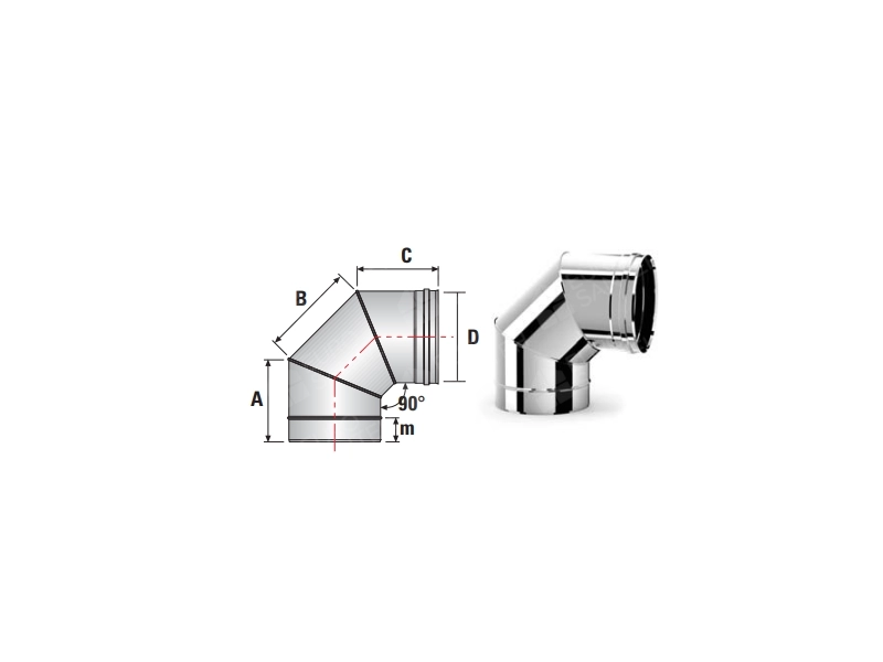 Unghi 90° pentru cos de fum SOLINOX d.180 (inox 304)