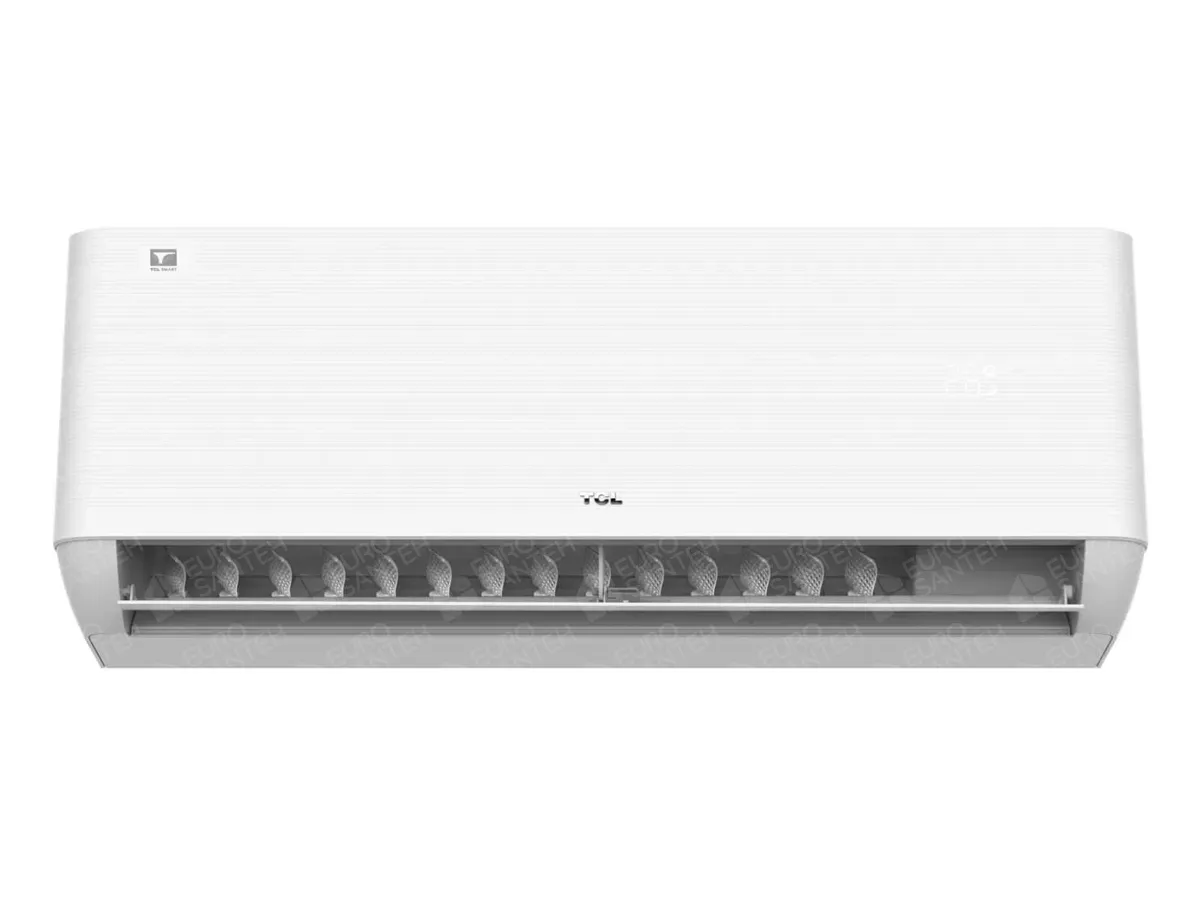 Indoor unit of the TCL Ocarina HEAT PUMP air conditioner, front view in working order