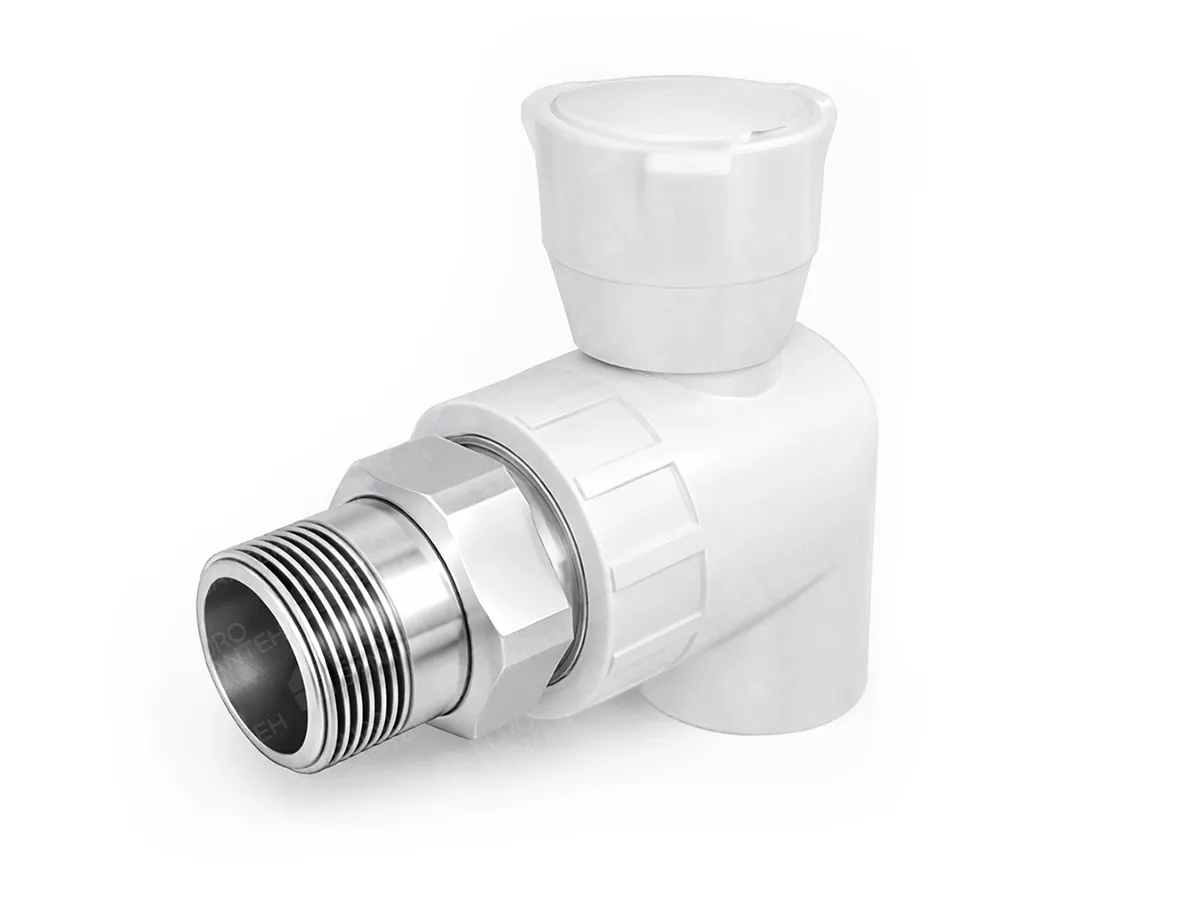 Polypropylene angle valve for radiator (PPR) d.20, side view