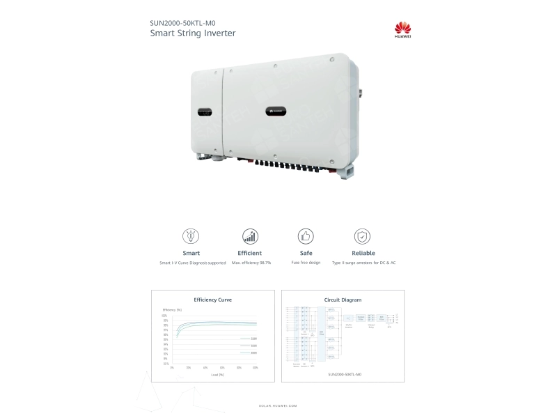 Инвертор Huawei ON GRID Трифазат 60кВт SUN2000–60KTL-M0