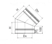 Chimney corner 45° insulated CORAX Ø 300-380 mm (inox 430/304)