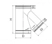 Teu 45° pentru cos de fum CORAX Ø 300 mm (inox 304)