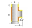 90 ° insulated lime for SOLINOX chimney d.150-200 (stainless steel 304/304)