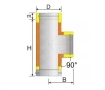 90 ° insulated tee for SOLINOX chimney d.200-250 (316L / 304 stainless steel)