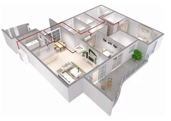 Standard installation of multi-split systems with 5 connections