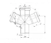 Equal branching polypropylene (PPR) drain 45 degrees d.32 x d.32 x d.32