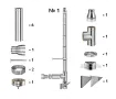 Kit complet coș de fum INOX izolat AISI 304, Ø150–230 mm, lungime 5 m, pentru cazane 10–30 kW (Varianta №1)