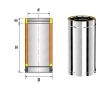 Teava L-500 mm izolata pentru cos de fum SOLINOX d.150-200 (inox 304/304)