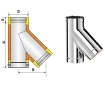 45 ° insulated tee for SOLINOX chimney d.180-230 (stainless steel 304/304)