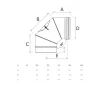 90° chimney elbow with inspection opening SOLINOX Ø180 (inox 304), dimensions